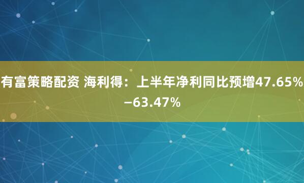 有富策略配资 海利得：上半年净利同比预增47.65%—63.47%